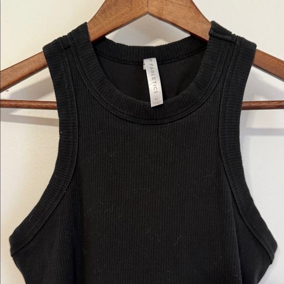 Fabletics Black Ribbed Tank Top with shelf bra - Picture 3 of 7